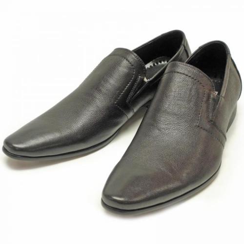 Encore By Fiesso Black Genuine Leather Loafer Shoes FI3024